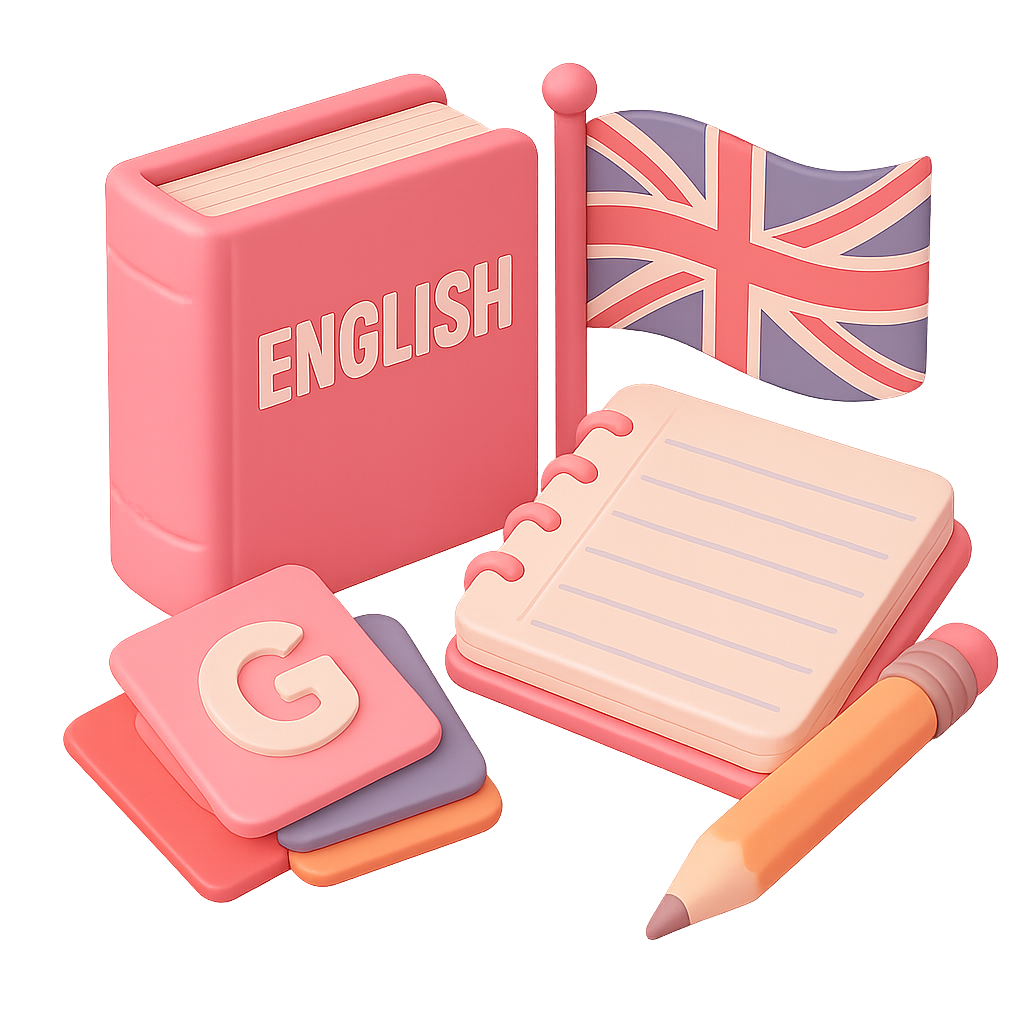 Ilustración de recursos para clases de inglés